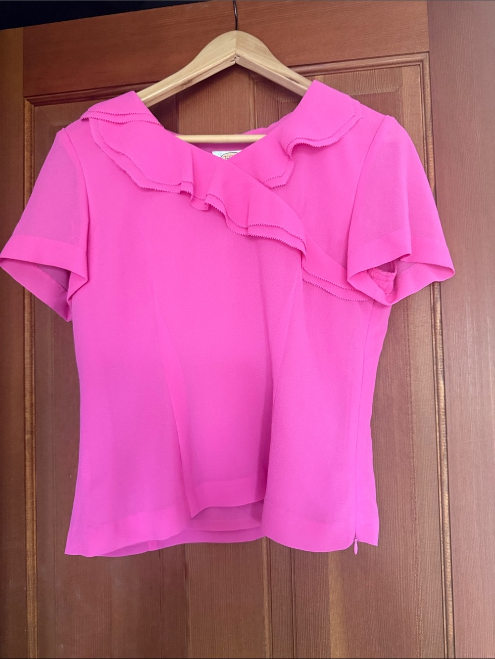 Talbots Women's Pink Ruffle Short Sleeve Top and matching skirt